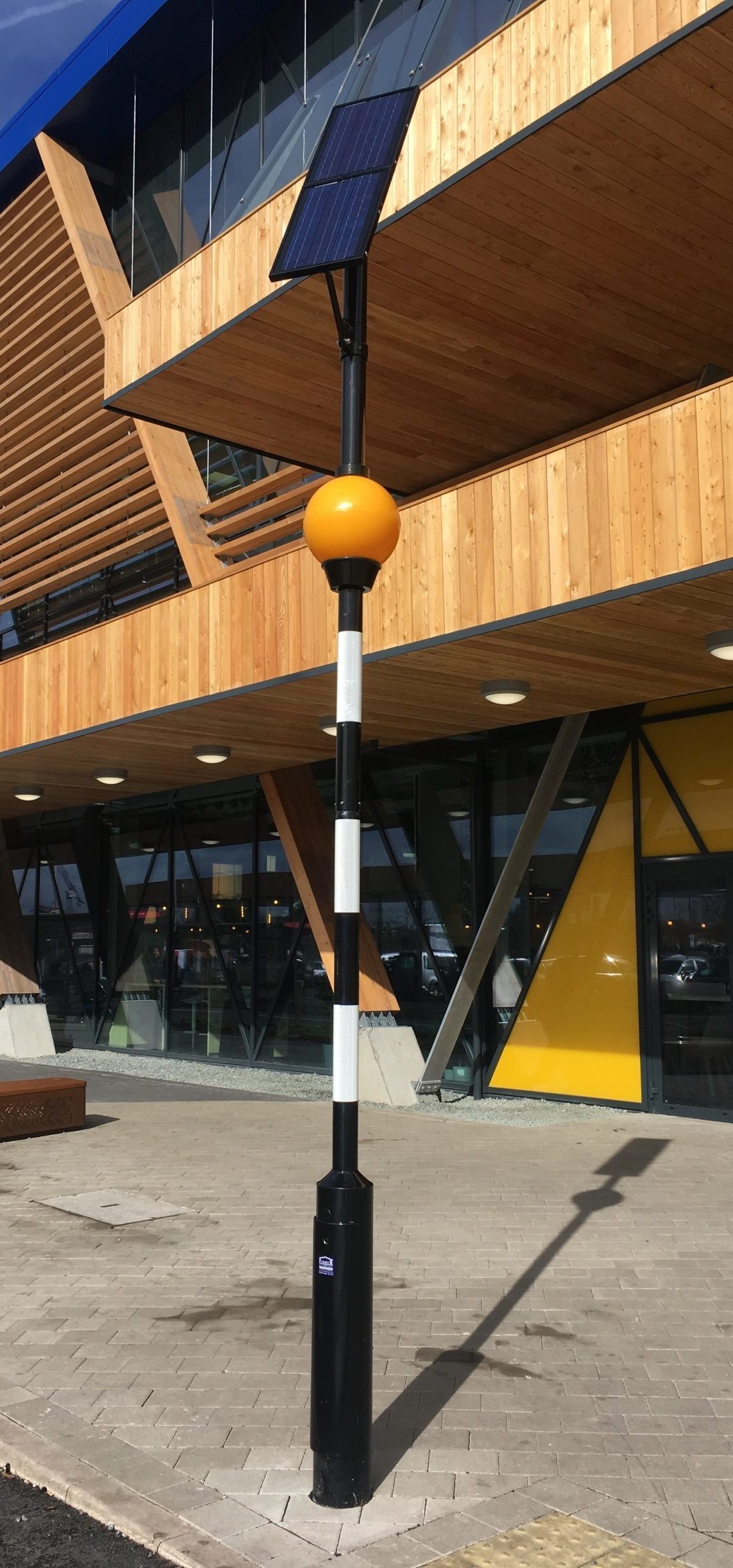 Solar Belisha Beacon Situated outside Ikea - Greenwich, London, UK Solar Belisha Beacon Situated outside Ikea - Greenwich, London, UK